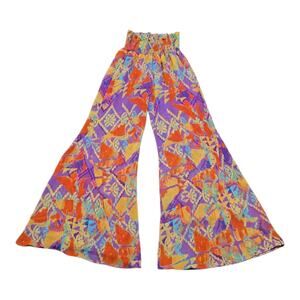 Show Me Your Mumu Boho Abstract Smocked Palazzo Wide Leg Flared Pants Medium